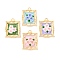 Resin Enamel Pendants, Rectangle with Flower, with Alloy Edge, Cadmium Free & Nickel Free & Lead Free, Rack Plating, Golden, 25.5x19x5.5mm, Hole: 2mm