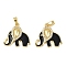 Brass Micro Pave Cubic Zirconia Pendants, Cadmium Free & Lead Free, with Enamel, Elephant Charms, Real 18K Gold Plated, Black, 19x20x2.5mm, Hole: 4x1.5mm