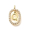Brass Micro Pave Cubic Zirconia Pendants, Cadmium Free & Nickel Free & Lead Free, Real 18K Gold Plated, Oval with Letter Charms, Letter Q, 18.5x11x3.5mm, Hole: 2x1.5mm