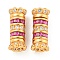 925 Sterling Silver Micro Pave Cubic Zirconia Screw Clasps, Flower, Real 18K Gold Plated, Medium Violet Red, 13x5mm, Hole: 1.5mm