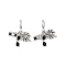 Rack Plating Alloy Crystal Rhinestone European Dangle Charms, Glasses & Camera & Tree Large Hole Pendants with Black Enamel, Platinum, 30.5mm, Hole: 5mm