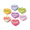 Resin Pendants, Luck Heart Charms, with Platinum Iron Loops, Mixed Color, 19x21.5x6.5mm, Hole: 2mm