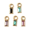 304 Stainless Steel Rhinestone Pendants, Golden, Rectangle Charm, Mixed Color, 9x3.5x2mm, Hole: 2.2mm