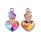 Ion Plating(IP) 304 Stainless Steel Pendants, Heart Charms, Rainbow Color, 27x15.5x3mm, Hole: 3mm