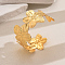 Luxurious Brass Flower Cuff Bangle for Parties and Events, Golden, Inner Diameter: 2-1/4 inch(5.6cm)