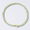 Korean Style Glass Seed & Brass Round Beaded Stretch Bracelets for Women, Pale Green, Inner Diameter: 6-1/2 inch(16.5cm)