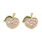 Brass Micro Pave Cubic Zirconia Pendants, Peach, Long-Lasting Plated, Cadmium Free & Lead Free, Rack Plating, Golden, 15.5x15x3mm, Hole: 2.5x1.5mm