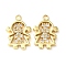 Brass Micro Pave Cubic Zirconia Pendants, Girl Charms, Real 18K Gold Plated, 12x8x1.5mm, Hole: 1.2mm