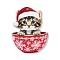 Christmas Theme Acrylic Pendants, Cat Shape, 35x26.5x2.5mm, Hole: 1.6mm
