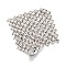 Rack Plating Rhombus Brass Cubic Zirconia Adjustable Rings for Women, Lead Free & Cadmium Free, Long-Lasting Plated, Platinum, 31.5mm, Inner Diameter: 18mm