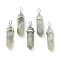 Natural Labradorite Pointed Pendants, with Platinum Tone Brass Findings, Bullet, 39.5x12x11.5mm, Hole: 4.5x2.8mm