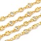 Rack Plating Brass Coffee Bean & Flat Round Link Chain, with Cubic Zirconia, Unwelded, Long-Lasting Plated, Lead Free & Cadmium Free, Real 18K Gold Plated, 4.5x3.5x1.2mm, 8x3.5x1mm