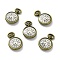 Alloy Enamel Pendants, Clock, Antique Bronze, 17x11.5x3mm, Hole: 1x1mm