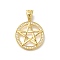 Rack Plating Brass with Cubic Zirconia Pendants, Long-Lasting Plated, Lead Free & Cadmium Free, Flat Round & Star Charms, Real 18K Gold Plated, 36x26x2.5mm, Hole: 3.5x6.5mm