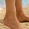 Brass Bell Tassel Double Layer Anklets for Wwomen Daily Beach Vacation Jewelry, Golden, 8-5/8 inch(220mm)
