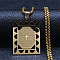 201 Stainless Steel Rectangle Pendant Necklaces, Box Chains Necklaces for Women, Golden, 23.43 inch(59.5cm)
