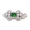 Brass Micro Pave Clear Cubic Zirconia Glass Hook and S-Hook Clasps, Cadmium Free & Nickel Free & Lead Free, Green, Real Platinum Plated, 26mm, Hole: 1.2mm