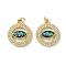 Brass Micro Pave Cubic Zirconia Pendants, with Synthetic Opal and Jump Ring, Flat Round, Real 18K Gold Plated, 20x17x2mm, Hole: 3.5mm