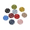 430 Stainless Steel Connector Charms, Etched Metal Embellishments, Flat Round with Flower Links, Mixed Color, 18.5x0.5mm, Hole: 1.8mm
