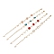 Plum Blossom Flower Glass Link Bracelets Set for Teen Girl Women, Natural Pearl Beads Bracelets, Golden, Mixed Color, 7-1/8 inch(18cm), 4pcs/set