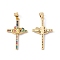 Rack Plating Brass Micro Pave Cubic Zirconia Pendants,  Cadmium Free & Nickel Free & Lead Free, Real 18K Gold Plated, Cross with Heart, Colorful, 28.5x17x2mm, Hole: 5x3.5mm