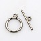 Tibetan Style Toggle Clasps, Flat Round, Cadmium Free & Nickel Free & Lead Free, Gunmetal, Flat Round: 15x2mm, Hole: 2mm, Bar: 21mm, Hole: 2mm