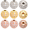 12Pcs 3 Colors Rack Plating Brass Cubic Zirconia Beads, Long-Lasting Plated, Round, Mixed Color, 8x7mm, Hole: 2mm, 4pcs/color