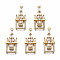 Brass Micro Pave Clear Cubic Zirconia Pendants, Nickel Free, Castle, Real 18K Gold Plated, 28x12x5mm, Hole: 1.4mm