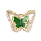Rack Plating Brass Micro Pave Clear Cubic Zirconia Pendants, with Enamel, Long-Lasting Plated, Lead Free & Cadmium Free, Real 18K Gold Plated, Butterfky, Green, 15x19.5x3mm, Hole: 1.4mm