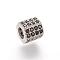 Brass Micro Pave Cubic Zirconia Beads, Cadmium Free & Lead Free, Hexagon, Platinum, 7x8x7mm, Hole: 4mm
