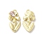 Glass Flower Of Life Pendant, with Light Gold Alloy Findings, Lead Free & Cadmium Free, Pink, 23x11.5x4mm, Hole: 1.8mm