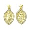Brass Micro Pave Clear Cubic Zirconia Pendants, Cadmium Free & Nickel Free & Lead Free, Real 18K Gold Plated, Human, Rhombus, 26.5x16x1.5mm, Hole: 4x3mm
