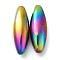 Synthetic Magnetic Hematite Beads, No Hole, Oval, Rainbow Plated, 38x13.5mm