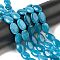 Natural Dyed Malaysia Jade Beads Strands, Flat Oval Shape, Deep Sky Blue, 18~18.5x12~13x4.5~5mm, Hole: 1mm, about 22pcs/strand, 15.75''(40cm)