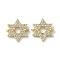 Rack Plating Brass Micro Pave Clear Cubic Zirconia Connector Charms, Star of David Links, Cadmium Free & Lead Free, Long-Lasting Plated, Real 18K Gold Plated, 12.5x12.5x2.5mm, Hole: 1mm
