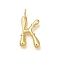 Rack Plating Brass Pendants, Cadmium Free & Lead Free, Letter A~Z Charms, Letter K, 24.5x13x4mm, Hole, 2mm