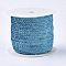 Ornament Accessories Plastic Paillette Bead Strands, with Glitter Powder, Sequins Trim, Flat Round, Deep Sky Blue, 6x0.3mm, Hole: 1.2mm, about 100yards/roll