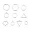 10Pcs Alloy Open Back Bezel Pendants and Links, Filling Accessories, for Epoxy Resin, Resin Jewelry Making, Mixed Shapes, Silver, 10~22x10~22mm