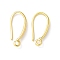Brass Earring Hooks, with Horizontal Loop, Real 18K Gold Plated, 15.5x8~9x2.5mm, Hole: 1.6~2mm, Pin: 0.7mm