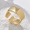 Brass Cuff Rings, Cadmium Free & Lead Free, Hexagon, Real 18K Gold Plated, 10mm, Inner Diameter: Adjustable