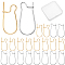 100Pcs 2 Styles 304 Stainless Steel & Brass Hoop Earrings Findings, Kidney Ear Wire, Real Gold Plated & Stainless Steel Color, 19~20x9~10.5x4mm, Pin: 0.7~0.8mm, 50Pcs/style