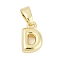 Brass Charms, Letter, Cadmium Free & Lead Free, Long-Lasting Plated, Rack Plating, Letter D, 9.5x6x2.5mm, Hole: 3x5mm