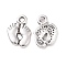 Tibetan Style Alloy Charms, Foot Print, Cadmium Free & Nickel Free & Lead Free, Antique Silver, 14x10x2mm, Hole: 2mm
