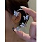 Fashionable Tassel Brass Cuff Earrings, with High Sense of Curve, with Rhinestone, Butterfly, Platinum, 55mm