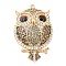Zinc Alloy Pendants, with Rhinestone, Owl, Light Smoked Topaz, 57.5x37.5x12mm, Hole: 2.2mm