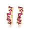 Cubic Zirconia Star Cuff Earrings, Real 18K Gold Plated Brass Jewelry for Non Piercing, Lead Free & Cadmium Free, Camellia, 16x13x5mm, Inner Diameter: 9mm