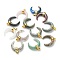 Natural & Synthetic Gemstone Pendants, with Golden Brass Findings, Double Horn/Crescent Moon, 31~33x30x10mm, Hole: 6x4mm