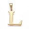 304 Stainless Steel Pendants, Golden, Initial Letter.L, 26x20x1mm, Hole: 3x10mm
