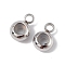 202 Stainless Steel Tube Bails, Loop Bails, with Rubber Inside, Rondelle, Bail Beads, Slider Beads, with 304 Stainless Steel Loop Rings, Stainless Steel Color, 8.7x5.7x3.3mm, Hole: 1.8mm and 2mm