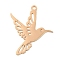 Rack Plating Brass Filigree Pendants, Long-Lasting Plated, Cadmium Free & Nickel Free & Lead Free, Bird Charms, Light Gold, 21x17x0.3mm, Hole: 1.2mm